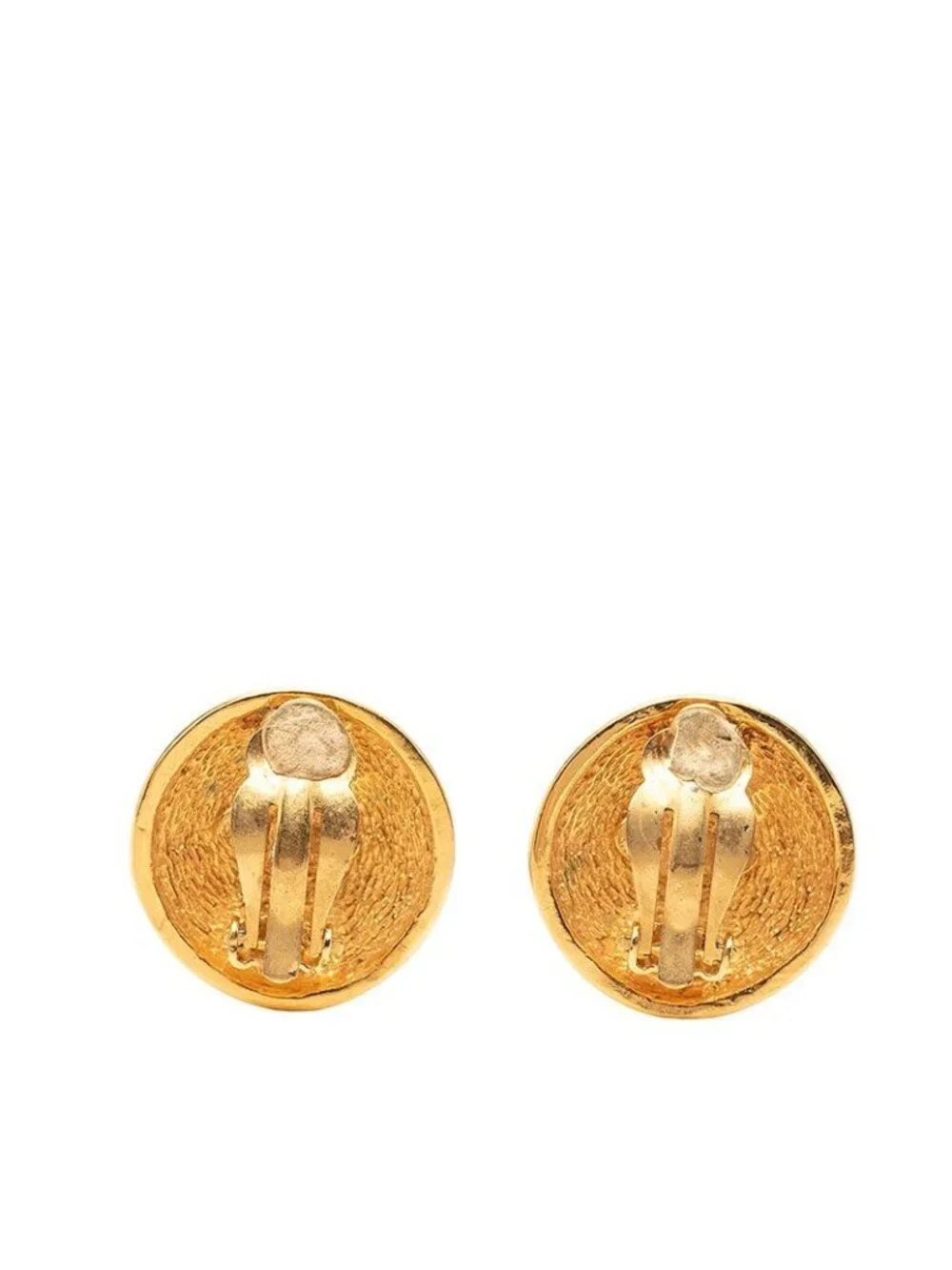 Chanel CC Logo Quilted Round Earrings Gold Plated